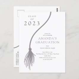 Modern Gray Tassel Graduation Party Briefkaart