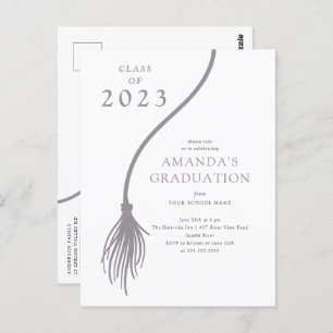 Modern Gray Tassel Graduation Party Briefkaart