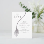 Modern Gray Tassel Graduation Party Briefkaart (Staand voorkant)