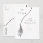 Modern Gray Tassel Graduation Party Briefkaart (Voorkant / Achterkant)