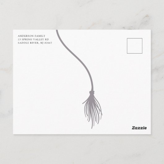 Modern Gray Tassel Graduation Party Briefkaart (Achterkant)