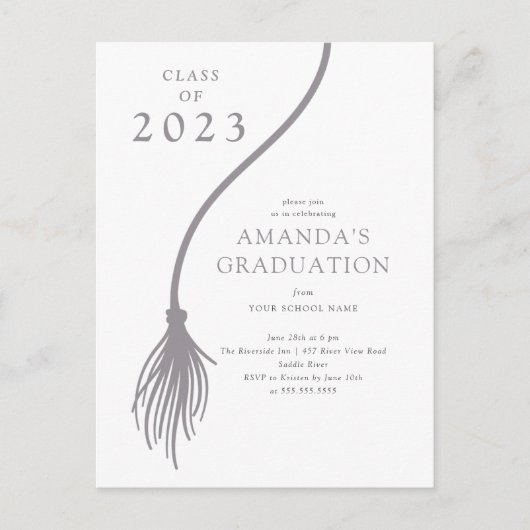 Modern Gray Tassel Graduation Party Briefkaart (Voorkant)