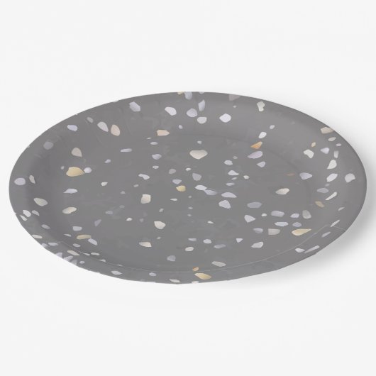 Modern Gray Terrazzo Papieren Bordje (Gekanteld)