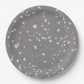 Modern Gray Terrazzo Papieren Bordje (Voorkant)