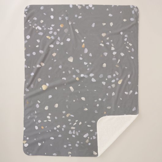 Modern Gray Terrazzo Sherpa Deken (Voorkant)
