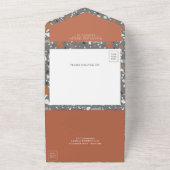 Modern Gray Terrazzo Tegel Terracotta Wedding All In One Uitnodiging (Buitenkant)