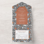 Modern Gray Terrazzo Tegel Terracotta Wedding All In One Uitnodiging (Binnen)