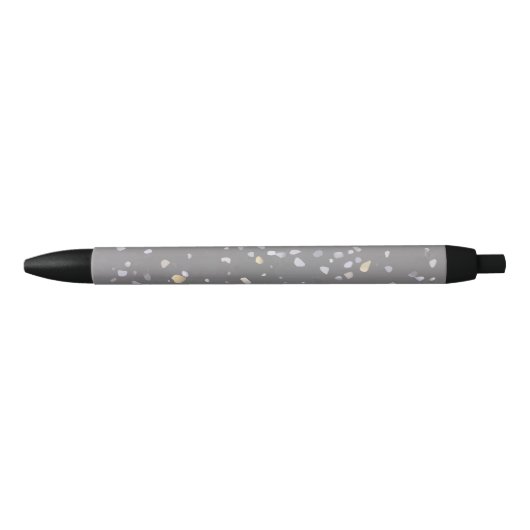 Modern Gray Terrazzo Zwarte Inkt Pen (Voorkant)