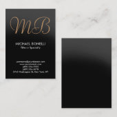 Modern gray trendy script monogram visitekaartje (Voorkant / Achterkant)