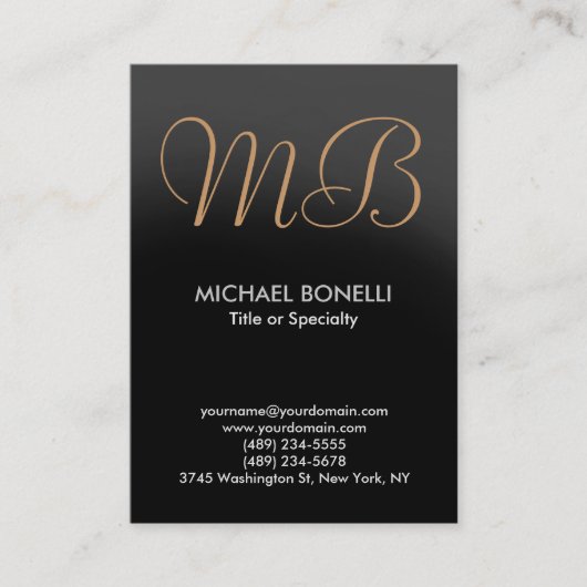 Modern gray trendy script monogram visitekaartje (Voorkant)
