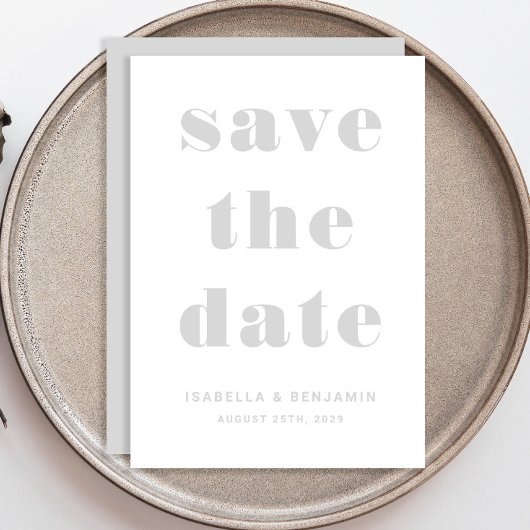 Modern Gray Typography Wedding Save The Date