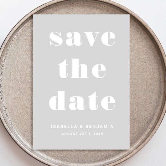 Modern Gray Typography Wedding Save The Date