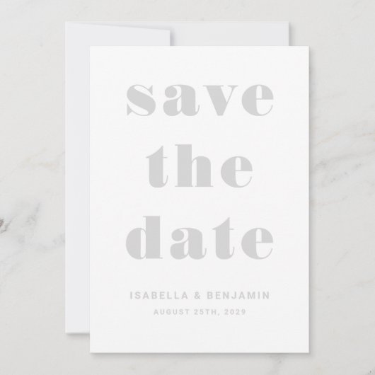 Modern Gray Typography Wedding Save The Date (Voorkant)