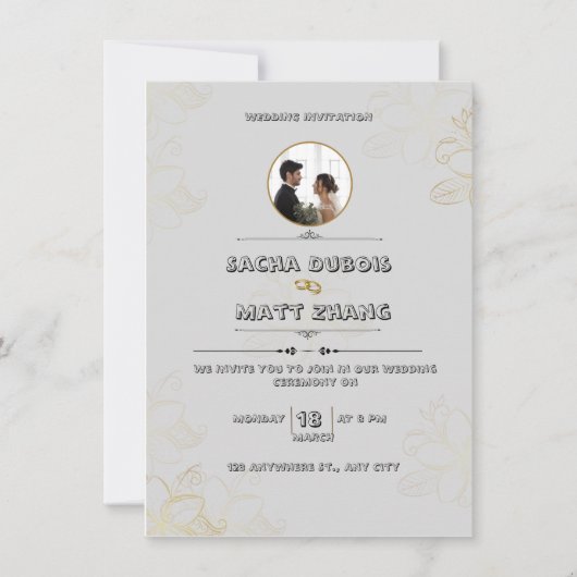 Modern Gray Wedding Invitation Kaart (Voorkant)