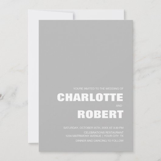 Modern Gray Wedding Kaart (Voorkant)