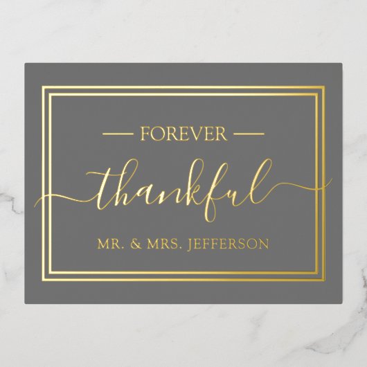 Modern Gray Wedding Mr. & mevrouw Hartelijk dank Folie Uitnodiging Briefkaart (Voorkant)