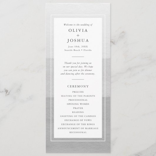 Modern Gray Wedding Programmakaart (Voorkant)