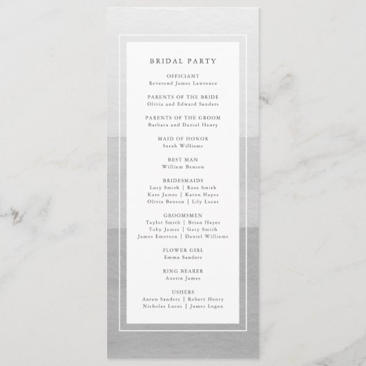 Modern Gray Wedding Programmakaart (Achterkant)