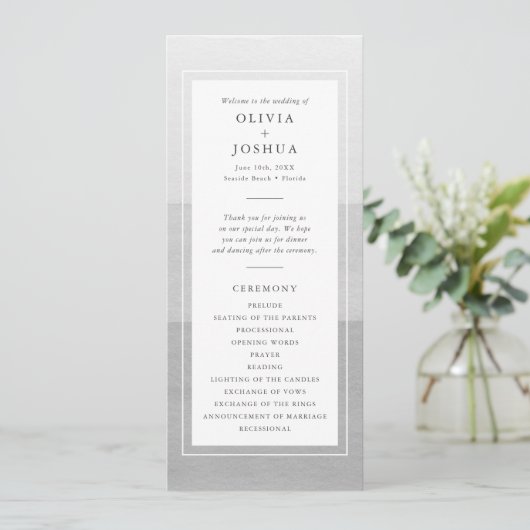 Modern Gray Wedding Programmakaart (Staand voorkant)