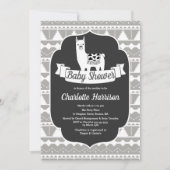 Modern Gray & White Aztec Llamas Baby shower Kaart (Voorkant)
