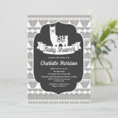 Modern Gray & White Aztec Llamas Baby shower Kaart (Staand voorkant)