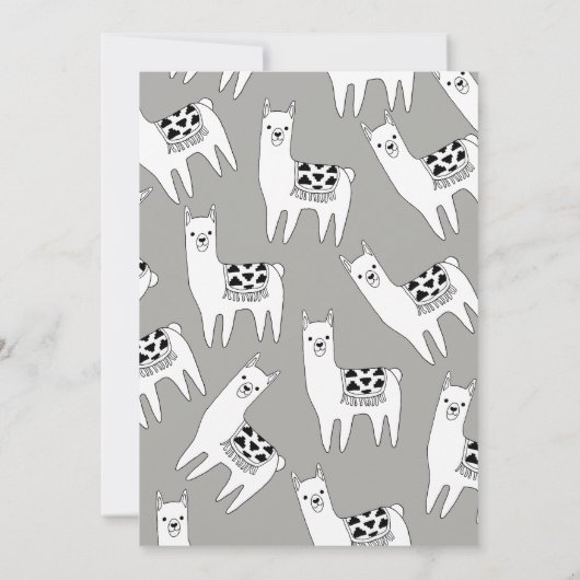 Modern Gray & White Aztec Llamas Baby shower Kaart (Achterkant)