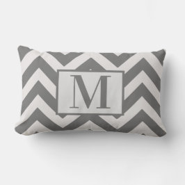 Modern Gray White Chevron Design Monogram Kussen