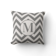 Modern Gray White Chevron Design Monogram