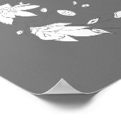 Modern Gray & White Floral Vrijgezellenfeest Poster (Hoek)