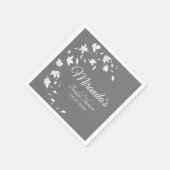 Modern Gray & White Floral Vrijgezellenfeest Servet (Hoek)
