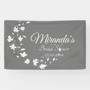 Modern Gray & White Floral Vrijgezellenfeest Spandoek