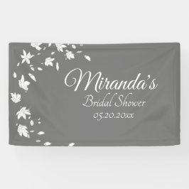 Modern Gray & White Floral Vrijgezellenfeest Spandoek