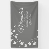 Modern Gray & White Floral Vrijgezellenfeest Spandoek (Verticaal)
