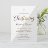 Modern Gray White Gold Christening baby Kaart (Staand voorkant)