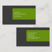 Modern Gray White Green Stripe Visitekaartje (Voorkant / Achterkant)