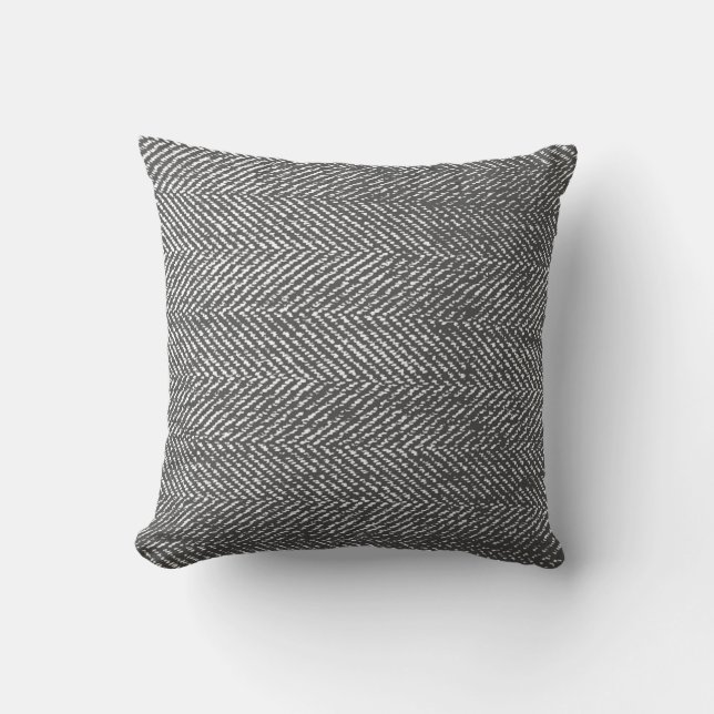 Modern Gray & White Herringbone Kussen (Voorkant)