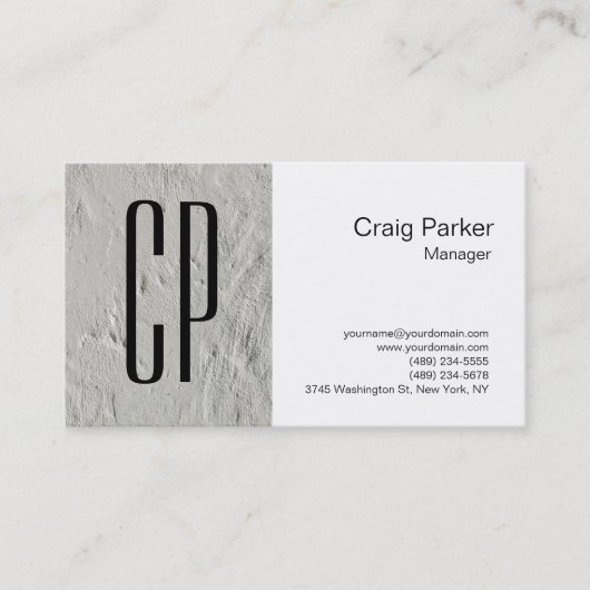 Modern Gray White Minimalist Monogram Professional Visitekaartje (Voorkant)