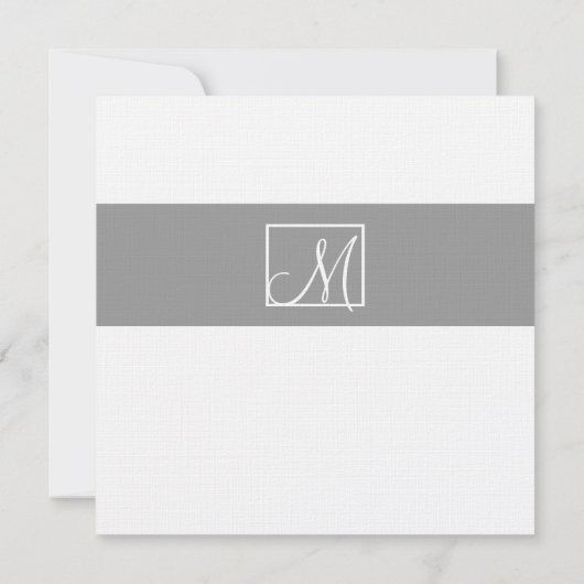Modern Gray White Monogram Weddenschap Kaart (Achterkant)