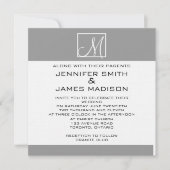 Modern Gray White Monogram Weddenschap Kaart (Voorkant)