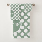 Modern Gray & White Polka Dot Bath Towel Set Bad Handdoek (Insitu)