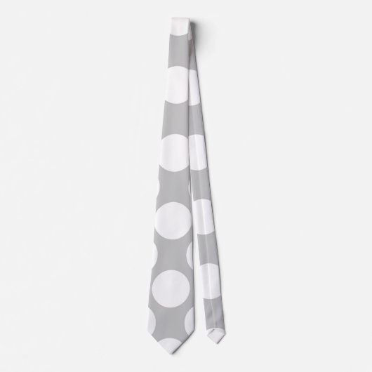 Modern Gray White Polka Dots Pattern Stropdas (Voorkant)