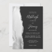 Modern Gray White Silver Agate Slate Wedding Kaart (Voorkant)