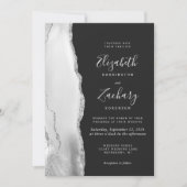 Modern Gray White Silver Agate Slate Wedding Kaart (Voorkant)