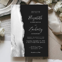 Modern Gray White Silver Agate Slate Wedding