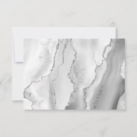 Modern Gray White Silver Agate Slate Wedding RSVP Kaartje (Achterkant)