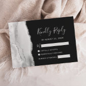 Modern Gray White Silver Agate Slate Wedding RSVP Kaartje