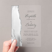 Modern Gray White Silver Agate Wedding Acryl Uitnodigingen (Insitu (Draagbaar))
