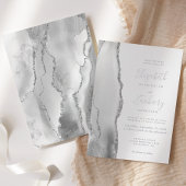 Modern Gray White Silver Agate Wedding Folie Uitnodiging