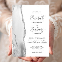 Modern Gray White Silver Agate Wedding
