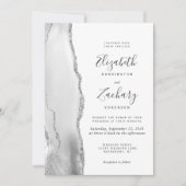 Modern Gray White Silver Agate Wedding Kaart (Voorkant)